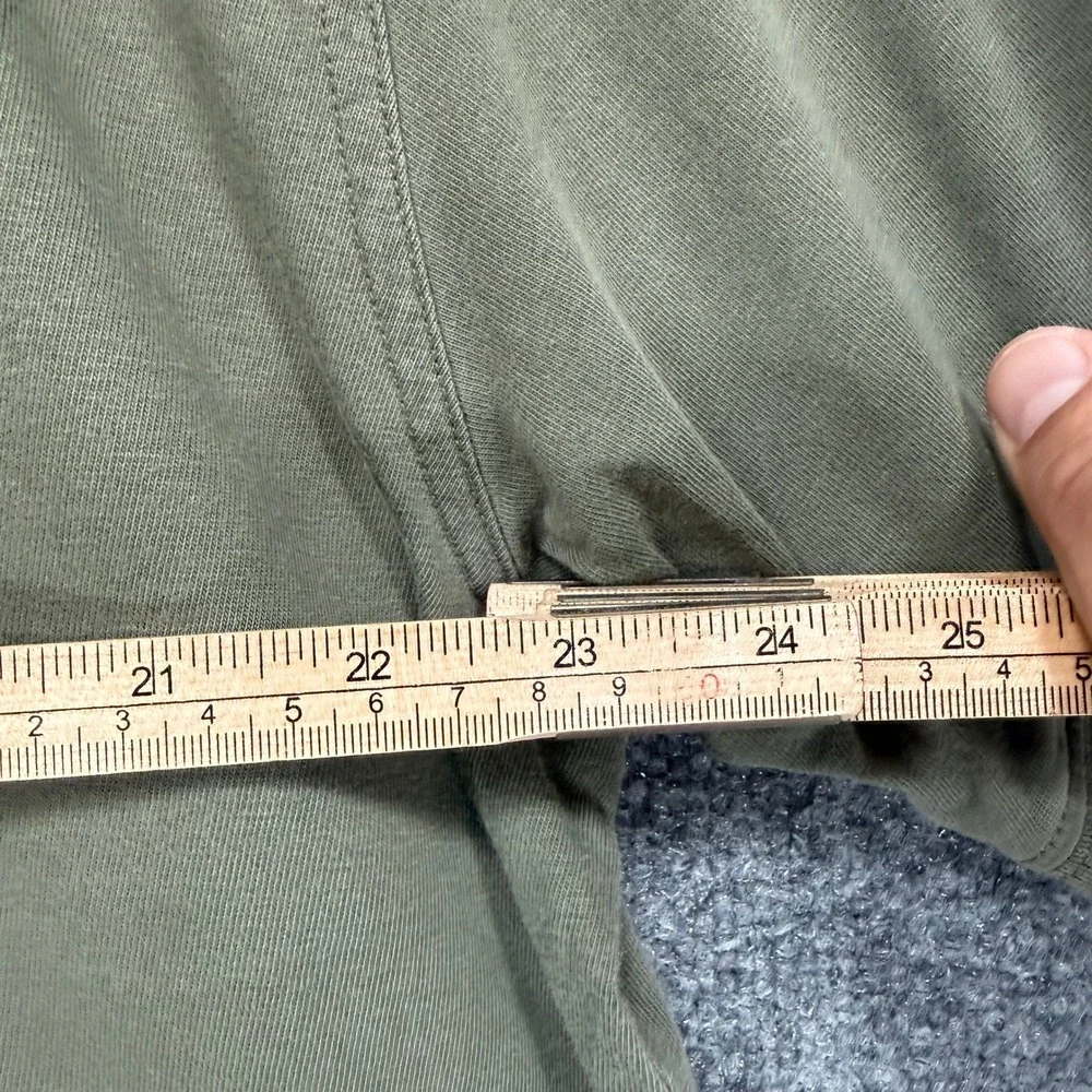 L.L. Bean Henley Shirt Men XL‎ Olive Green Cotton Three Button Casual Faded Wash